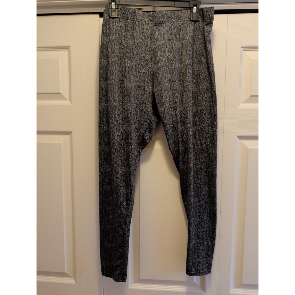 Serra Womens XL Leggings Black White Space Dye Textured High Waisted Stretch